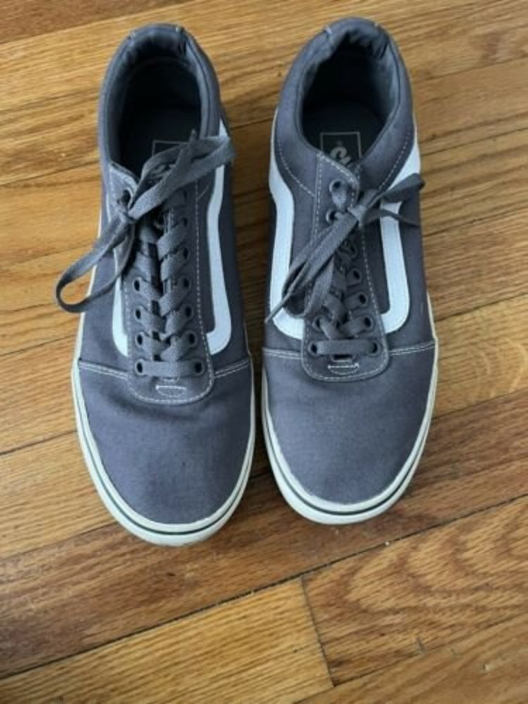 Vans Old Skool Sneaker Low Top Skate Shoes Men’s 8 Gray White